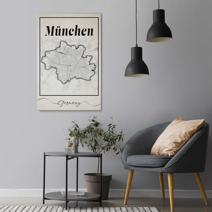MONOCHROME MÜNCHEN Stampa su tela verticale