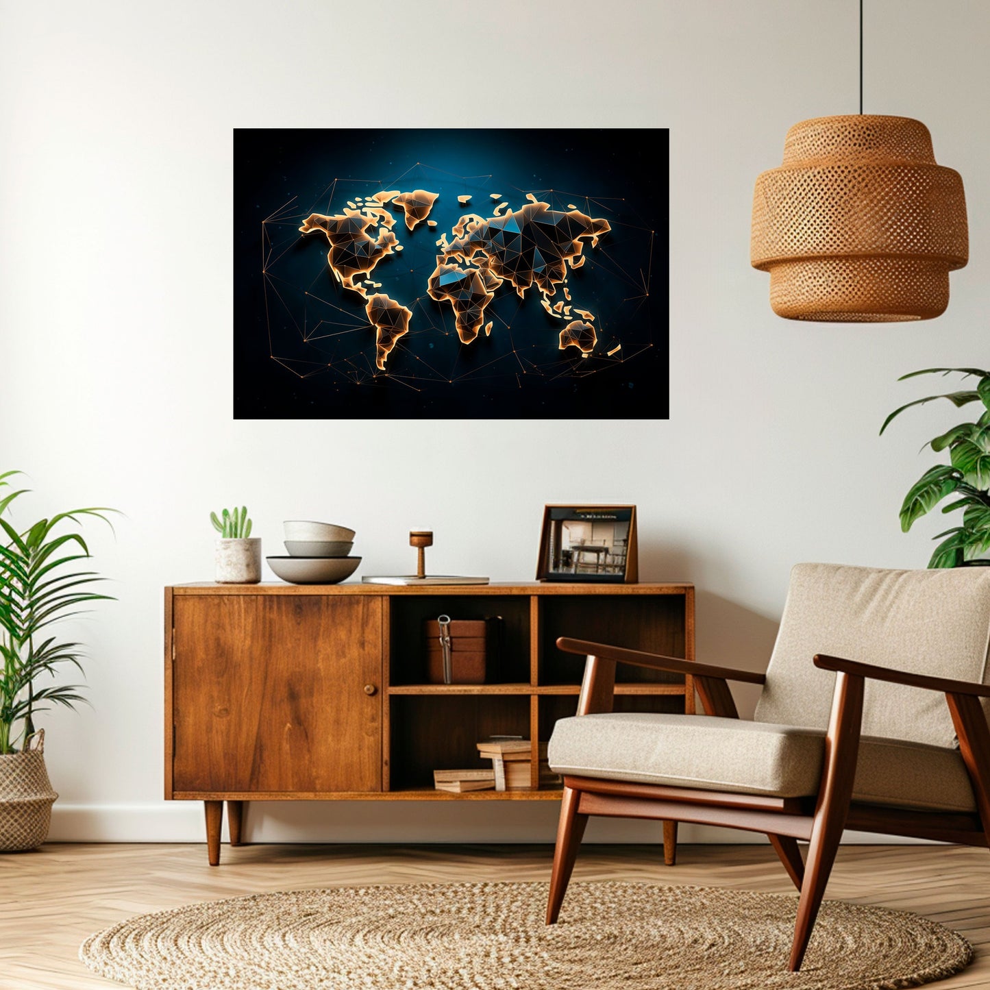 Poster orizzontale staccabile e attaccabile POLYGONAL PLANET