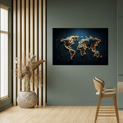 Poster orizzontale staccabile e attaccabile POLYGONAL PLANET