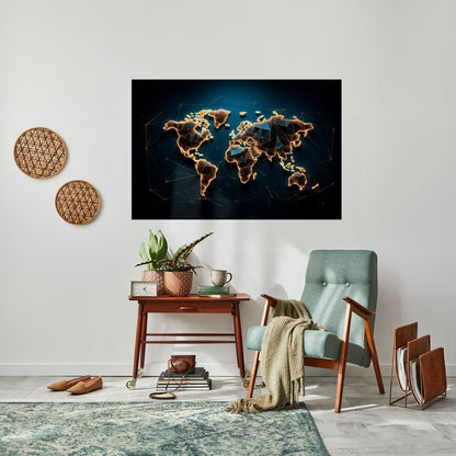 Poster orizzontale staccabile e attaccabile POLYGONAL PLANET