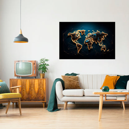 Poster orizzontale staccabile e attaccabile POLYGONAL PLANET