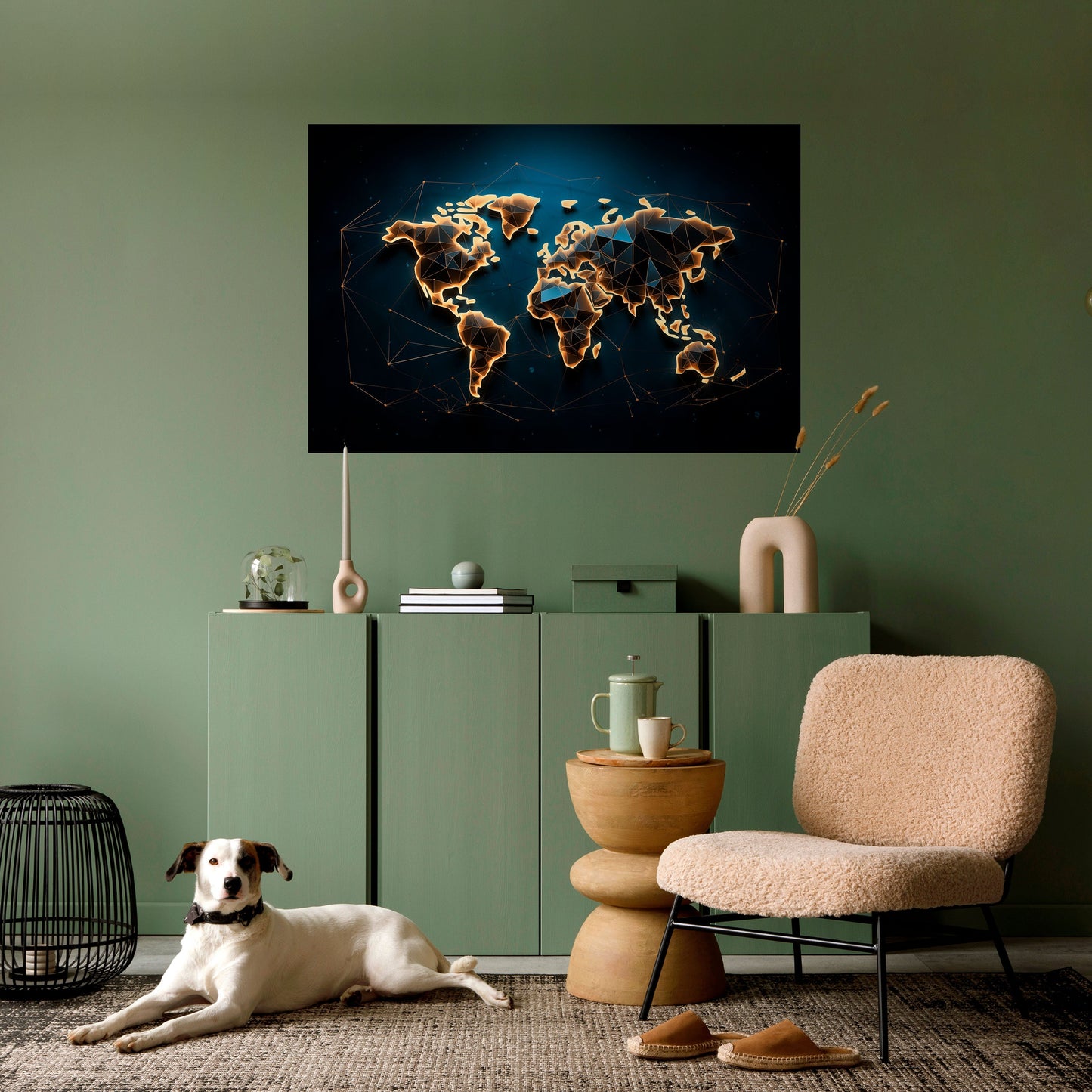 Poster orizzontale staccabile e attaccabile POLYGONAL PLANET