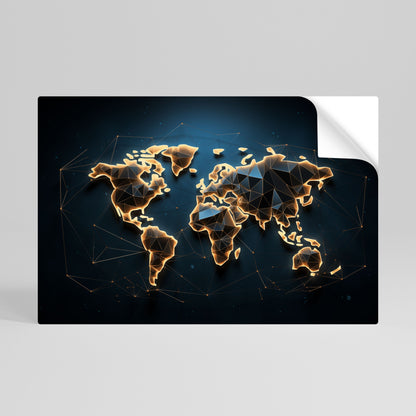 Poster orizzontale staccabile e attaccabile POLYGONAL PLANET