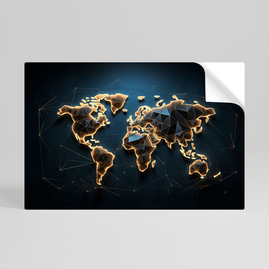 Poster orizzontale staccabile e attaccabile POLYGONAL PLANET