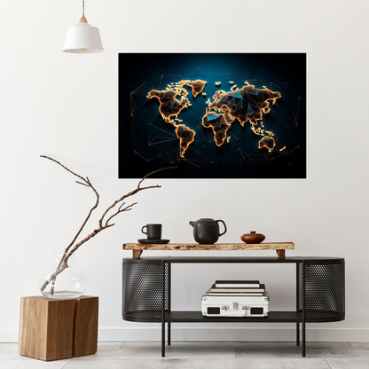 Poster orizzontale staccabile e attaccabile POLYGONAL PLANET