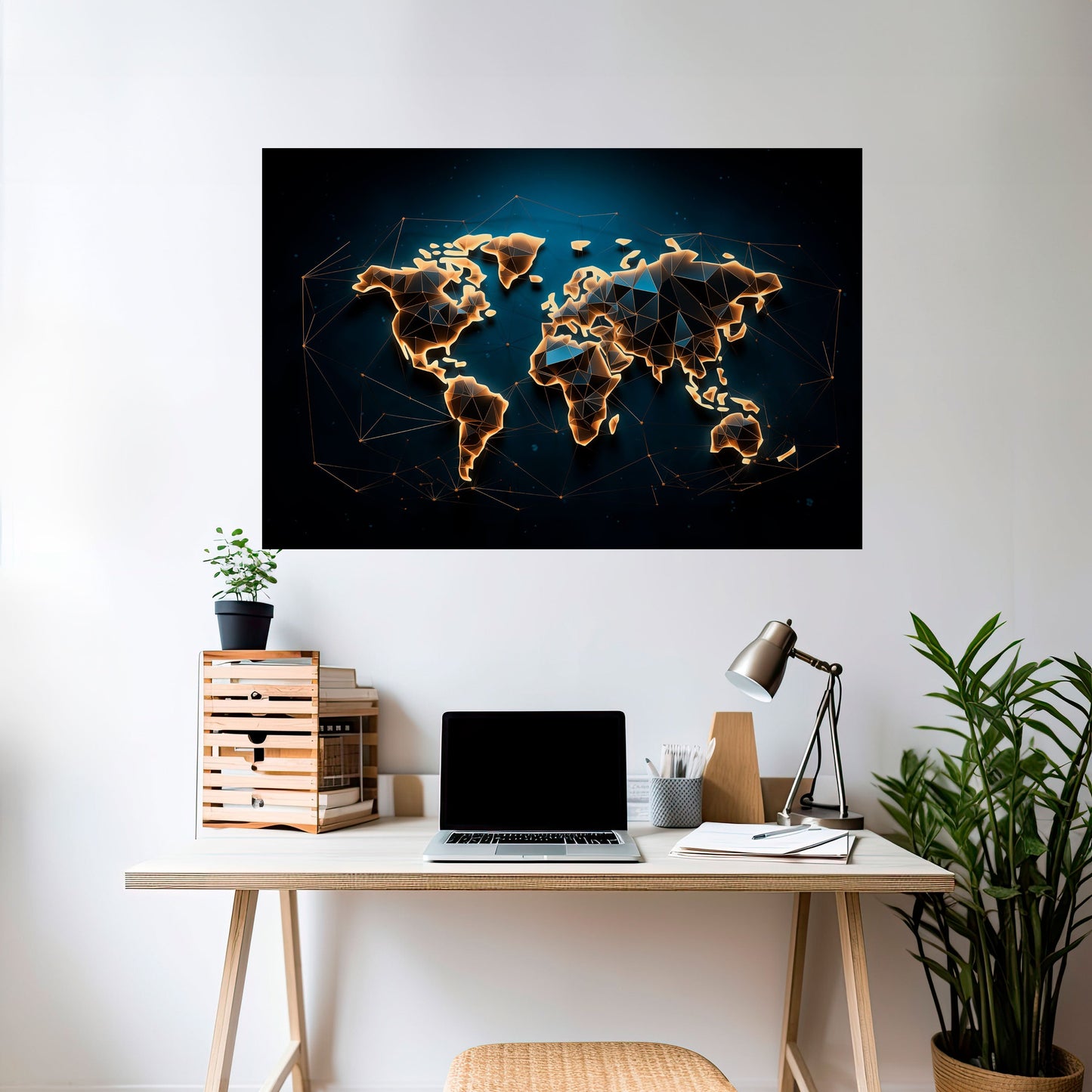 Poster orizzontale staccabile e attaccabile POLYGONAL PLANET