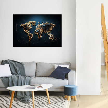 Poster orizzontale staccabile e attaccabile POLYGONAL PLANET