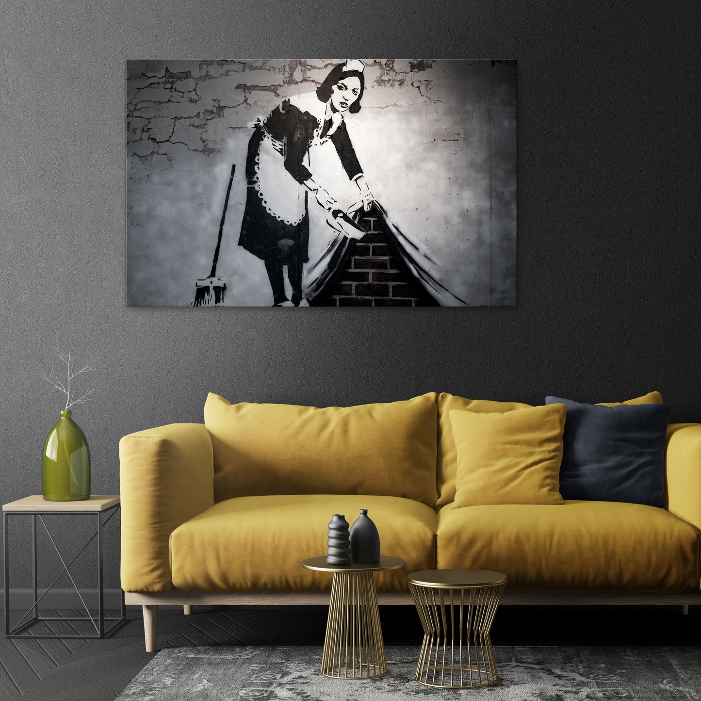 SWEEPING UNDER (BANKSY) Stampa su tela orizzontale