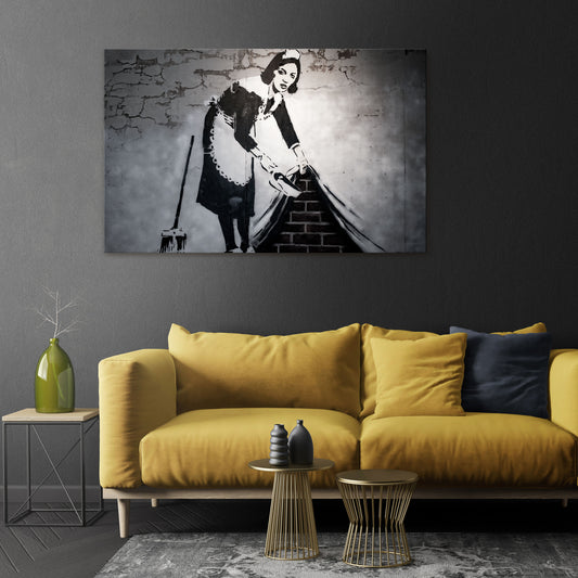 SWEEPING UNDER (BANKSY) Stampa su tela orizzontale