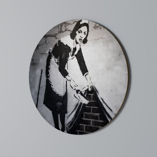 SWEEPING UNDER (BANKSY) Arte murale rotonda