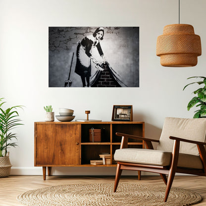 SWEEPING UNDER (BANKSY) Poster orizzontale staccabile e attaccabile
