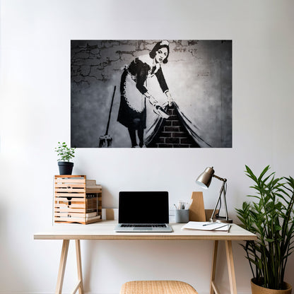 SWEEPING UNDER (BANKSY) Poster orizzontale staccabile e attaccabile