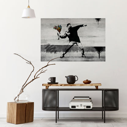 FLOWER BOMBER (BANKSY) Poster orizzontale staccabile e attaccabile