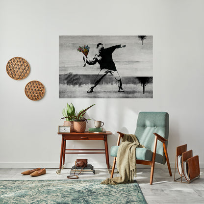 FLOWER BOMBER (BANKSY) Poster orizzontale staccabile e attaccabile