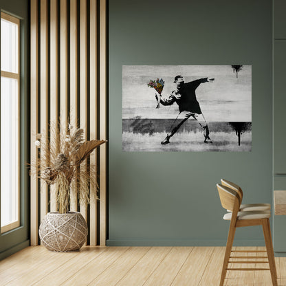 FLOWER BOMBER (BANKSY) Poster orizzontale staccabile e attaccabile