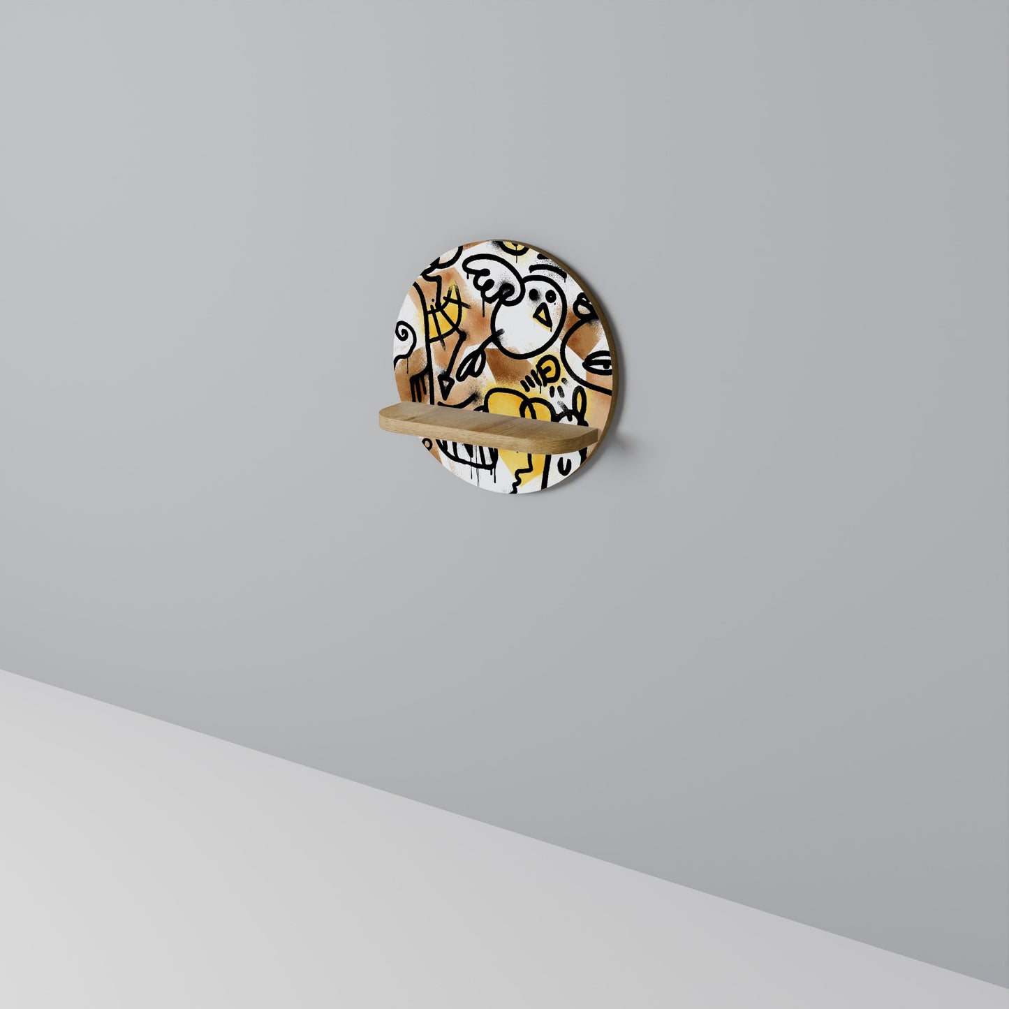 Mensola rotonda URBAN CANVAS effetto rovere