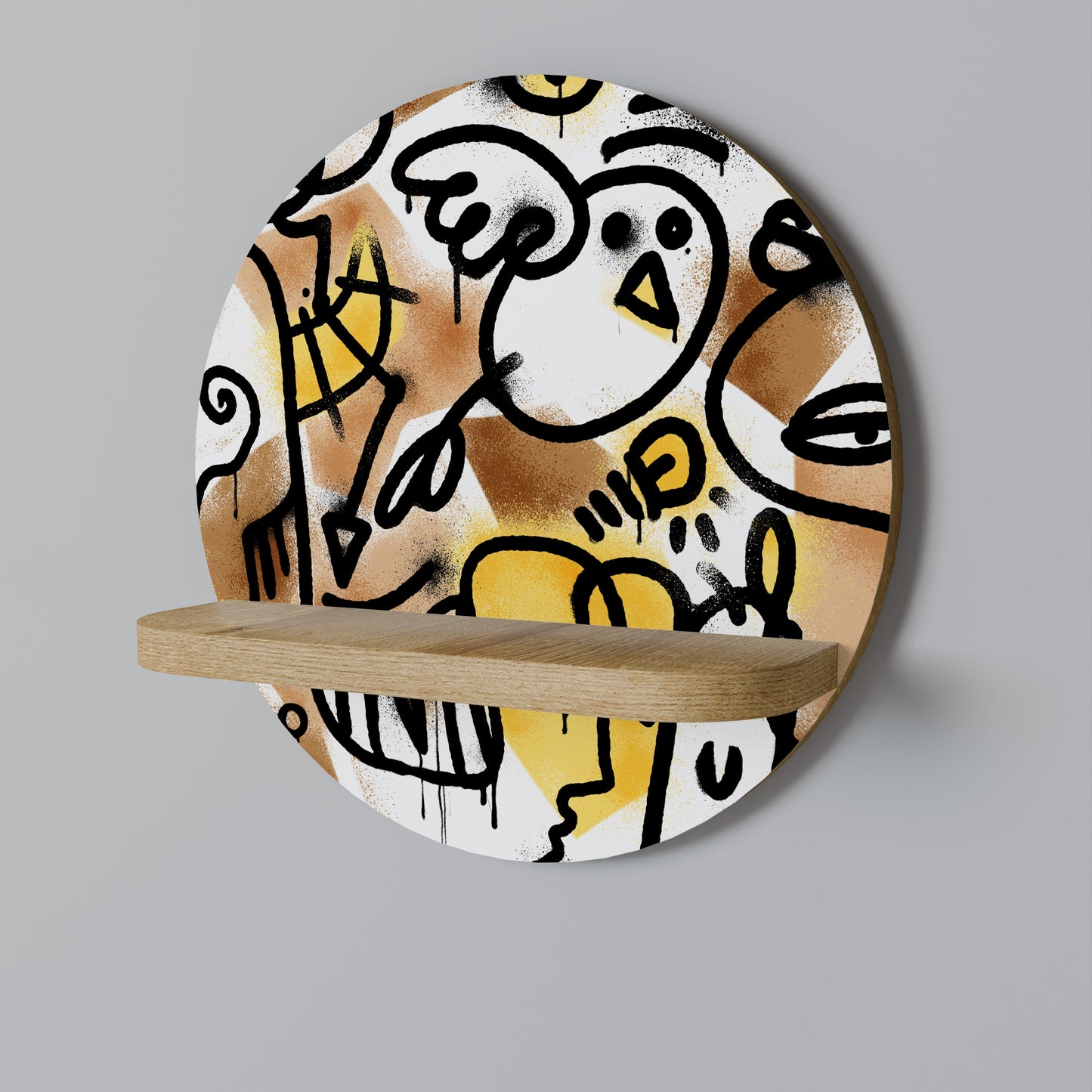 Mensola rotonda URBAN CANVAS effetto rovere