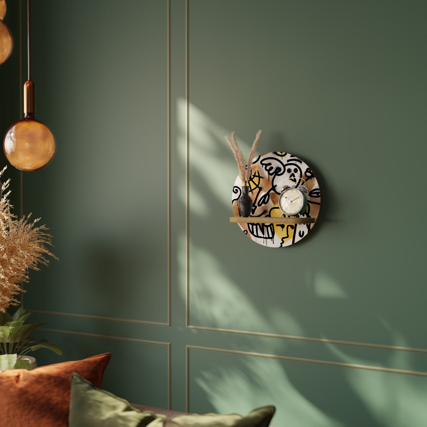 Mensola rotonda URBAN CANVAS effetto rovere