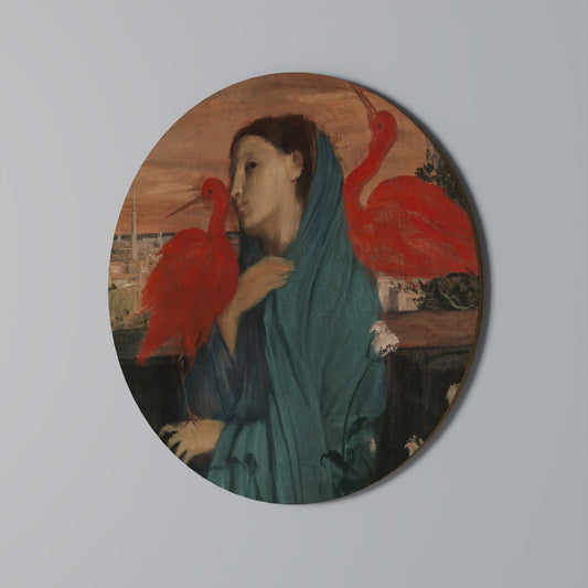 GIOVANE DONNA CON IBIS - Arte murale rotonda