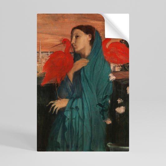GIOVANE DONNA CON IBIS Poster verticale staccabile e attaccabile