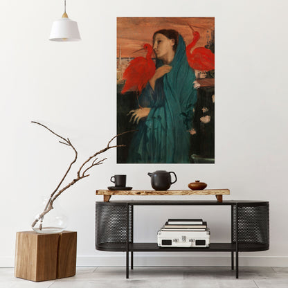 GIOVANE DONNA CON IBIS Poster verticale staccabile e attaccabile