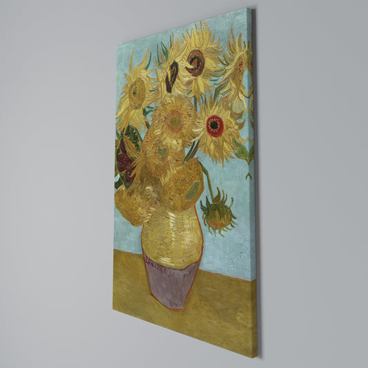 VASE WITH TWELVE SUNFLOWERS Vertical Canvas Print