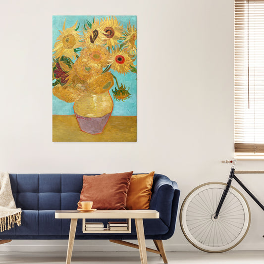 VASE WITH TWELVE SUNFLOWERS Vertical Canvas Print
