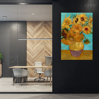 VASE WITH TWELVE SUNFLOWERS Vertical Canvas Print