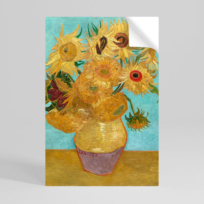 VASO CON DODICI GIRASOLI Poster verticale staccabile e attaccabile