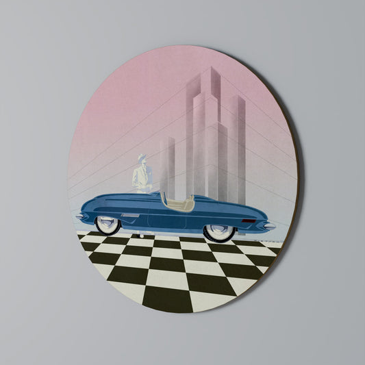 Decorazione murale rotonda BLUE ROADSTER