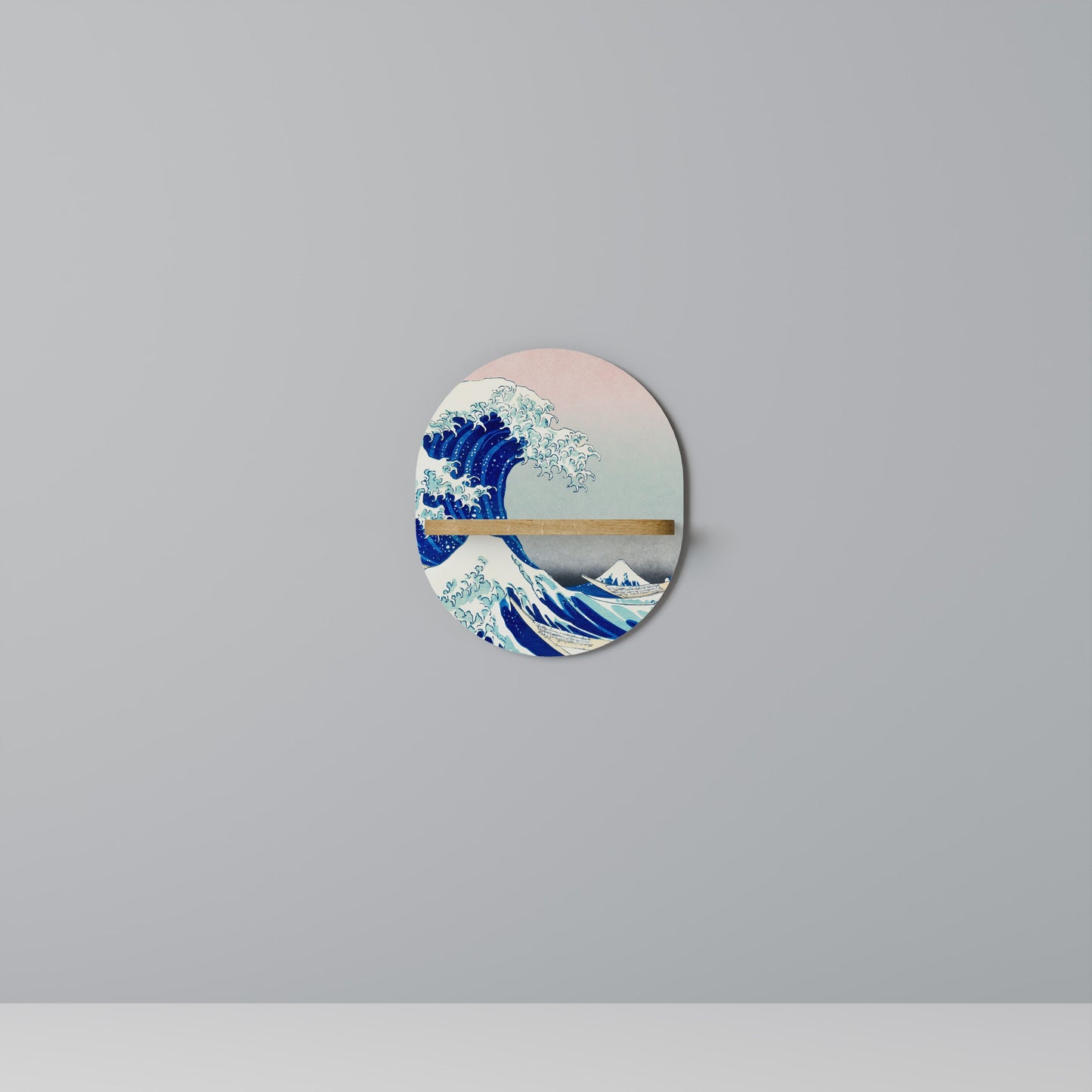 THE GREAT WAVE Mensola ovale per opere d'arte in effetto rovere