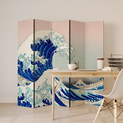 THE GREAT WAVE - Divisorio decorativo per ambienti a 5 pannelli