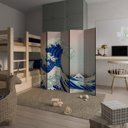 THE GREAT WAVE - Divisorio decorativo per ambienti a 5 pannelli