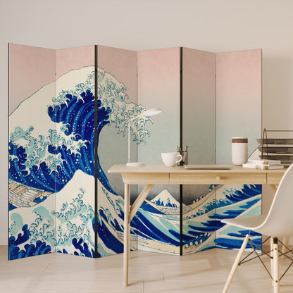 THE GREAT WAVE - Divisorio decorativo per ambienti a 6 pannelli
