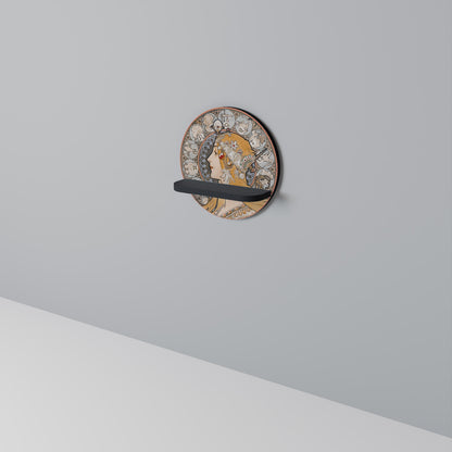 ZODIAQUE OR LA PLUME Round Art Shelf In Black Finish
