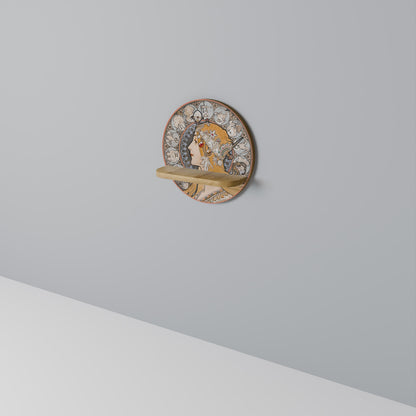 ZODIAQUE OR LA PLUME Mensola rotonda per arte in effetto rovere