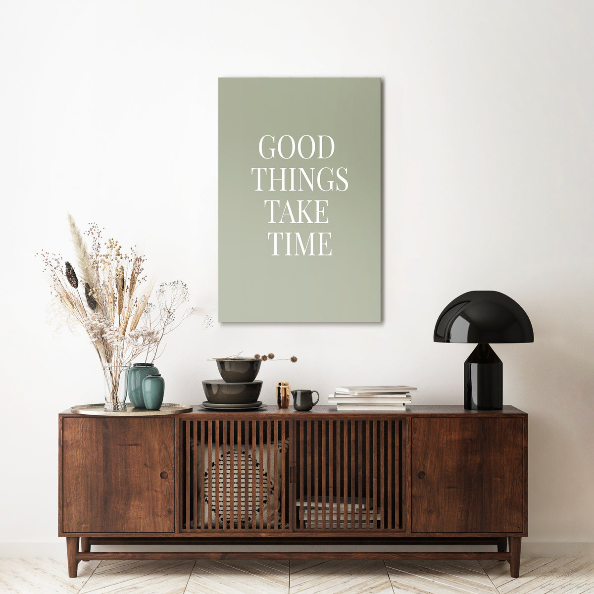 GOOD THINGS TAKE TIME Stampa su tela verticale