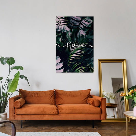 LOVE IN LEAVES Vertical Canvas Print