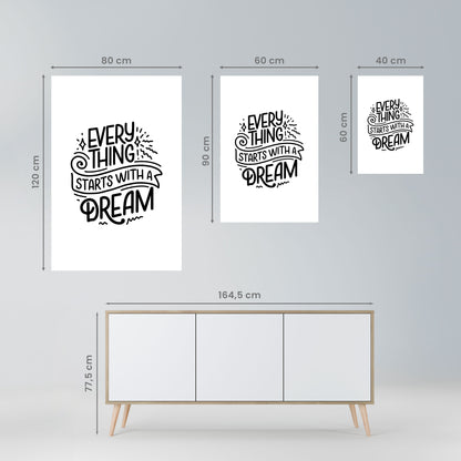 TUTTO INIZIA CON UN SOGNO Poster verticale staccabile e attaccabile