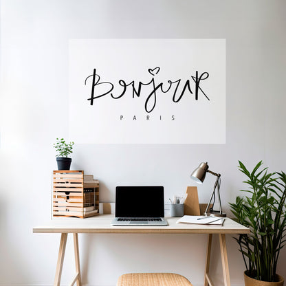 BONJOUR LOVE Poster orizzontale staccabile e attaccabile