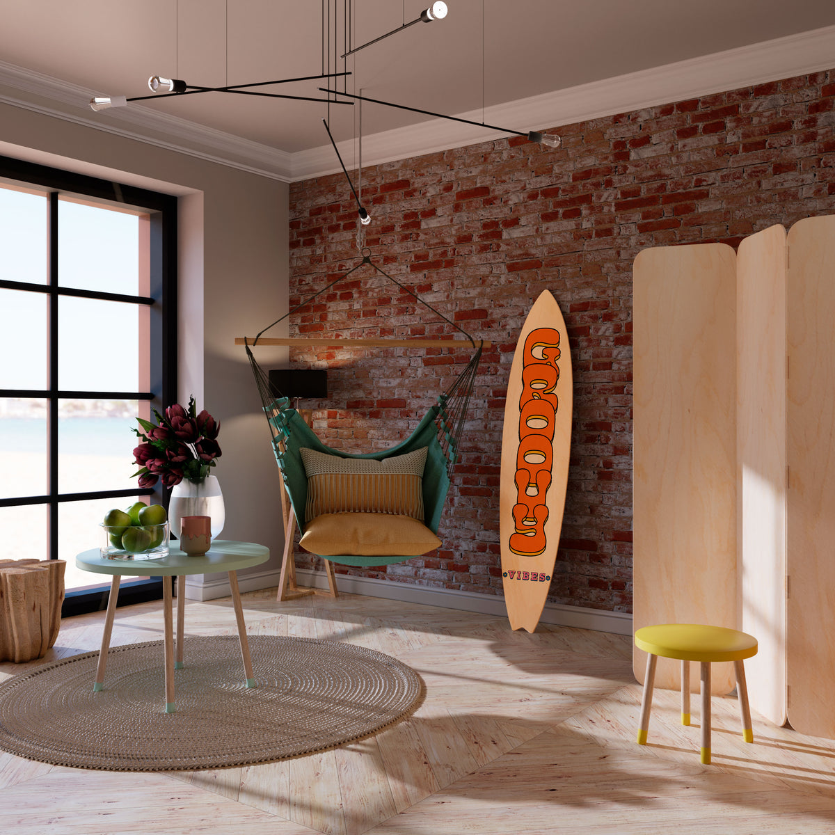 GROOVY VIBES Surfboard Decorative Panel
