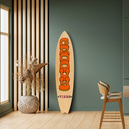 GROOVY VIBES Decorative Plywood Surfboard