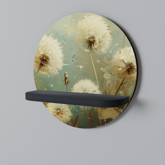 DREAMY MEADOW Round Art Shelf In Black Finish