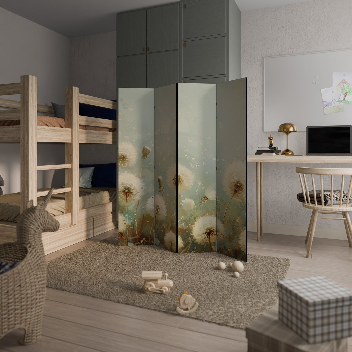 DREAMY MEADOW - Divisorio decorativo per ambienti a 4 pannelli