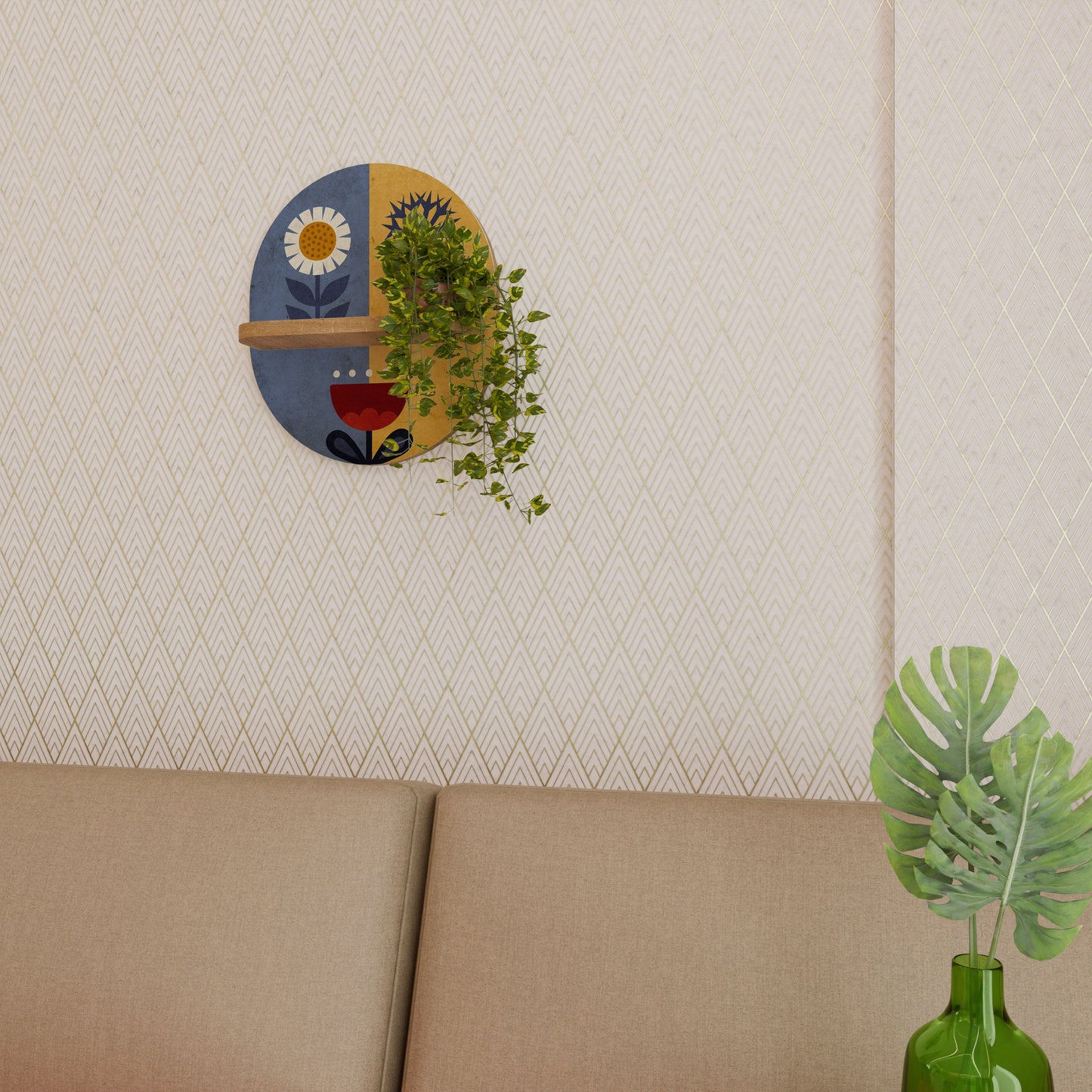 SCANDIC FLORET Mensola ovale per opere d'arte in effetto rovere