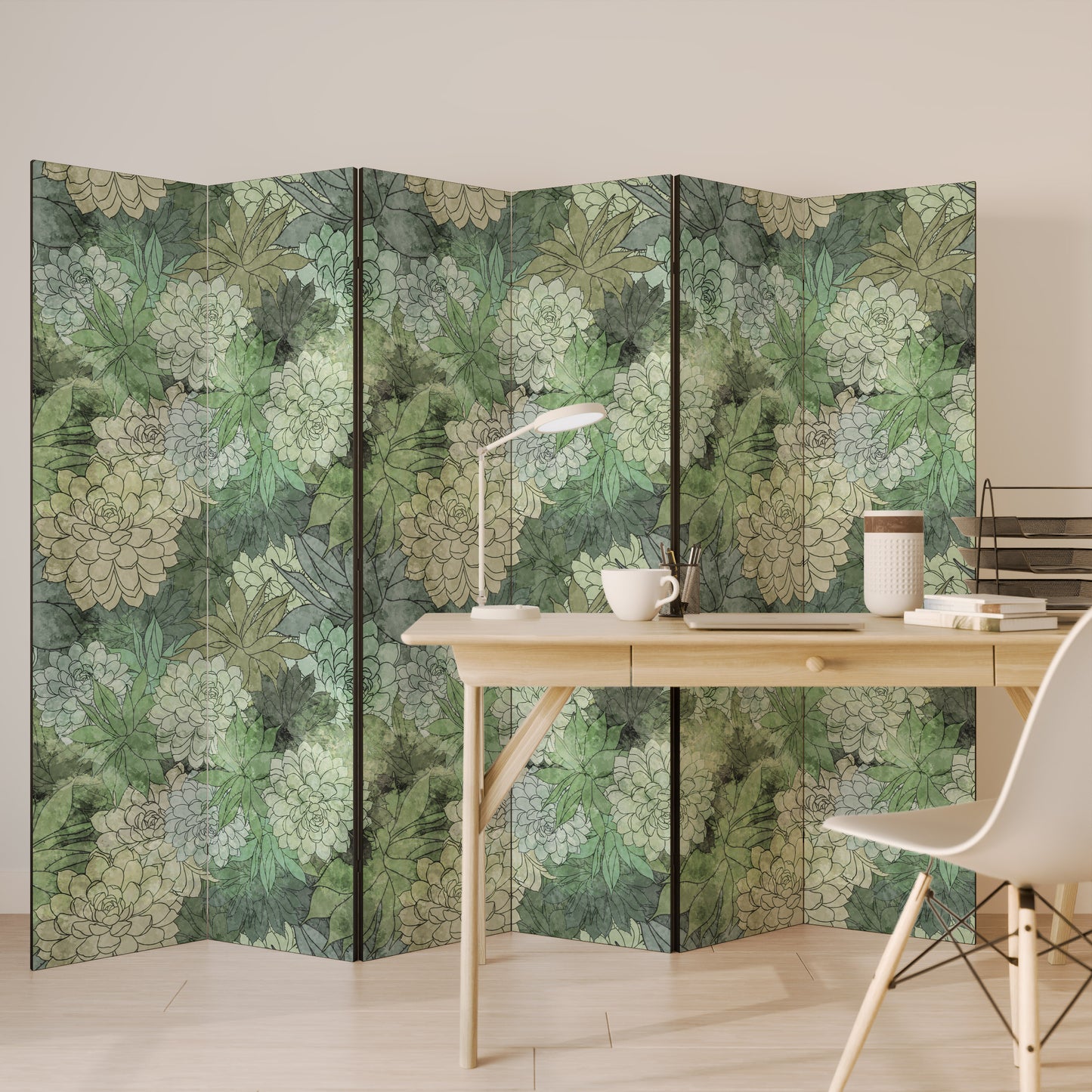 SUCCULENT CLUSTER Divisorio decorativo per ambienti a 6 pannelli