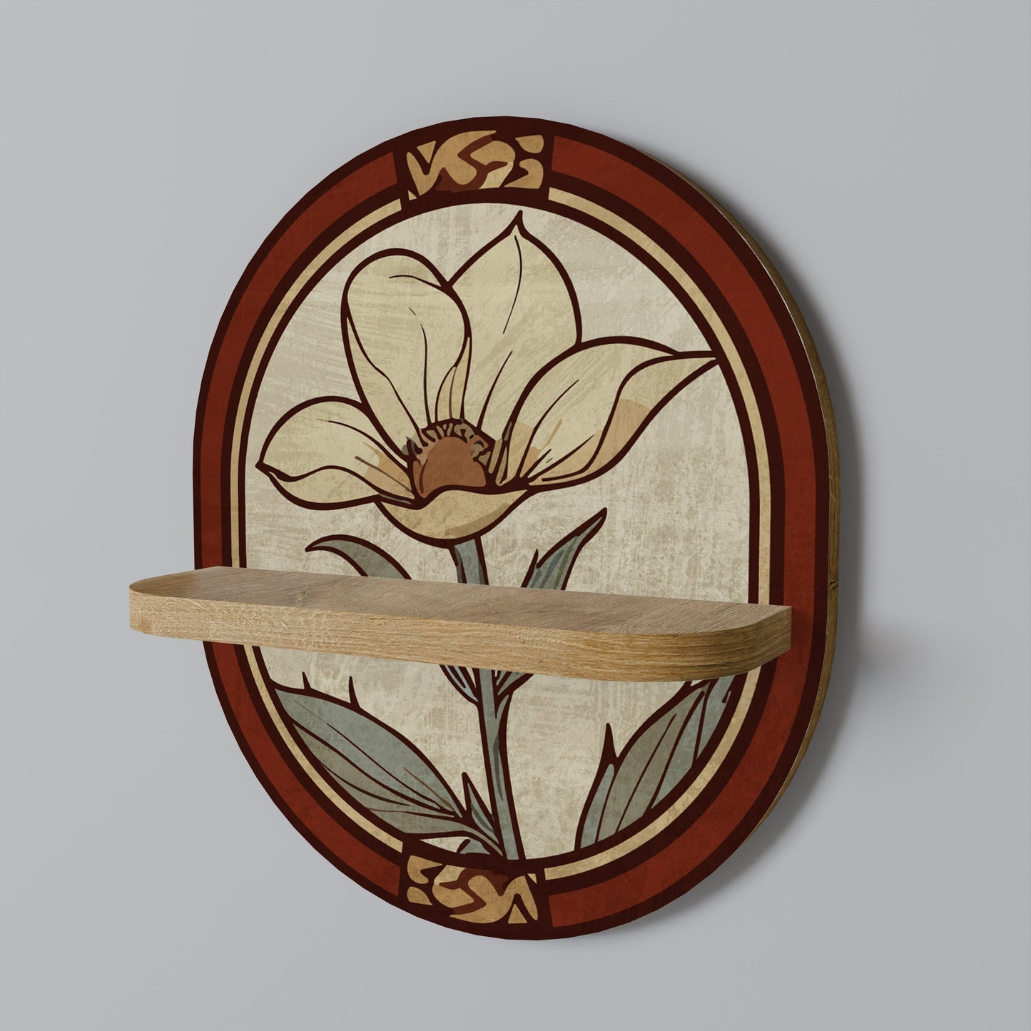 Scaffale ovale FLORA TIMELESS Art in effetto rovere