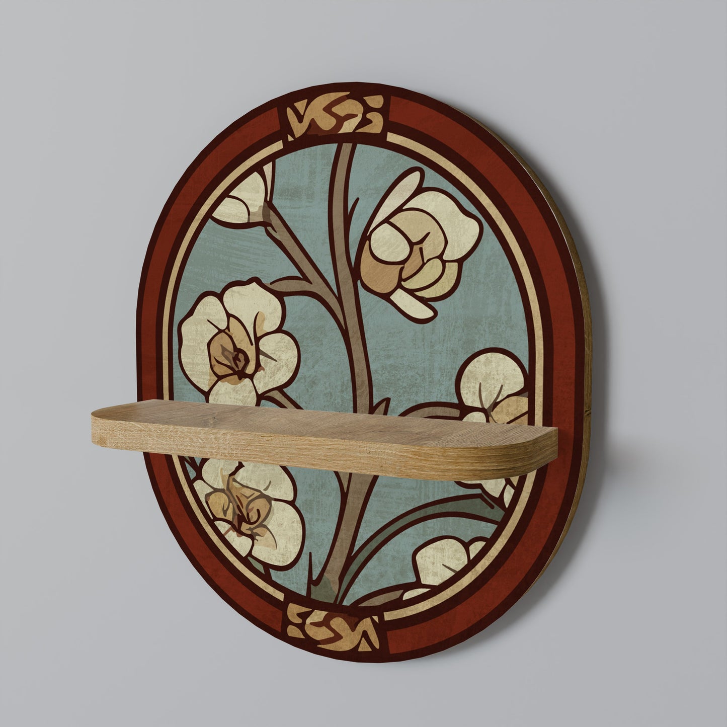 ORNATE PETALS Mensola ovale per opere d'arte in effetto rovere