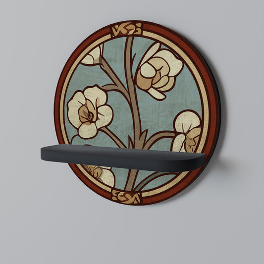 ORNATE PETALS Mensola rotonda per opere d'arte in finitura nera