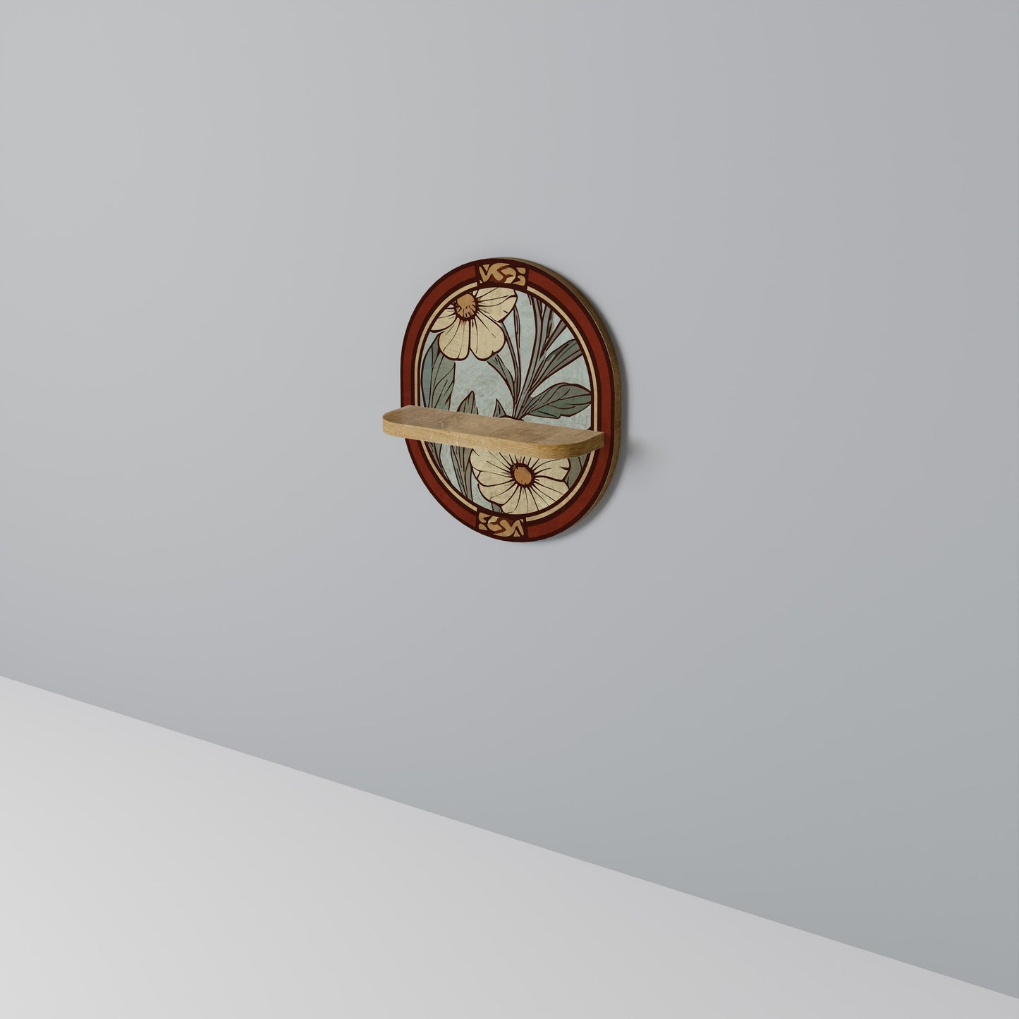 HERITAGE BLOSSOM Mensola ovale per opere d'arte in effetto rovere